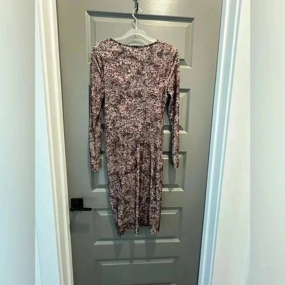 T Tahari Brown Mauve Print Dress Size Medium - Picture 1 of 11